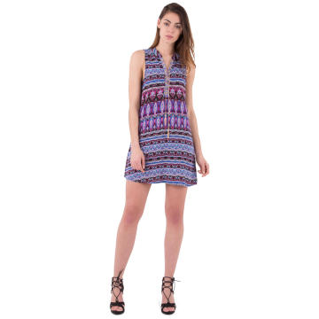 Africa Fashion Fashion Print Casual Beach Women Dress With Chain